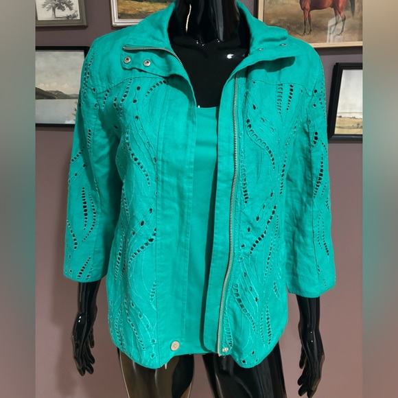 NWT Chico's Eyelet Linen Congo Jacket and matching Tank Top. - Picture 4 of 11